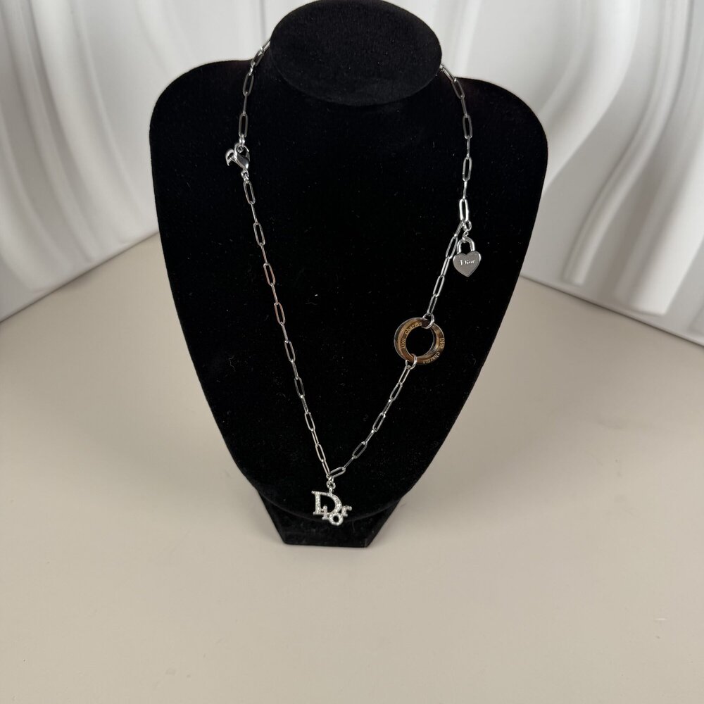 Christian Dior Charm / Multi-pendant necklace with Paperclip chain